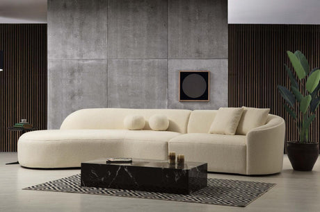 Ava Ivory Boucle Curved Laf Sectional - Ella Furniture