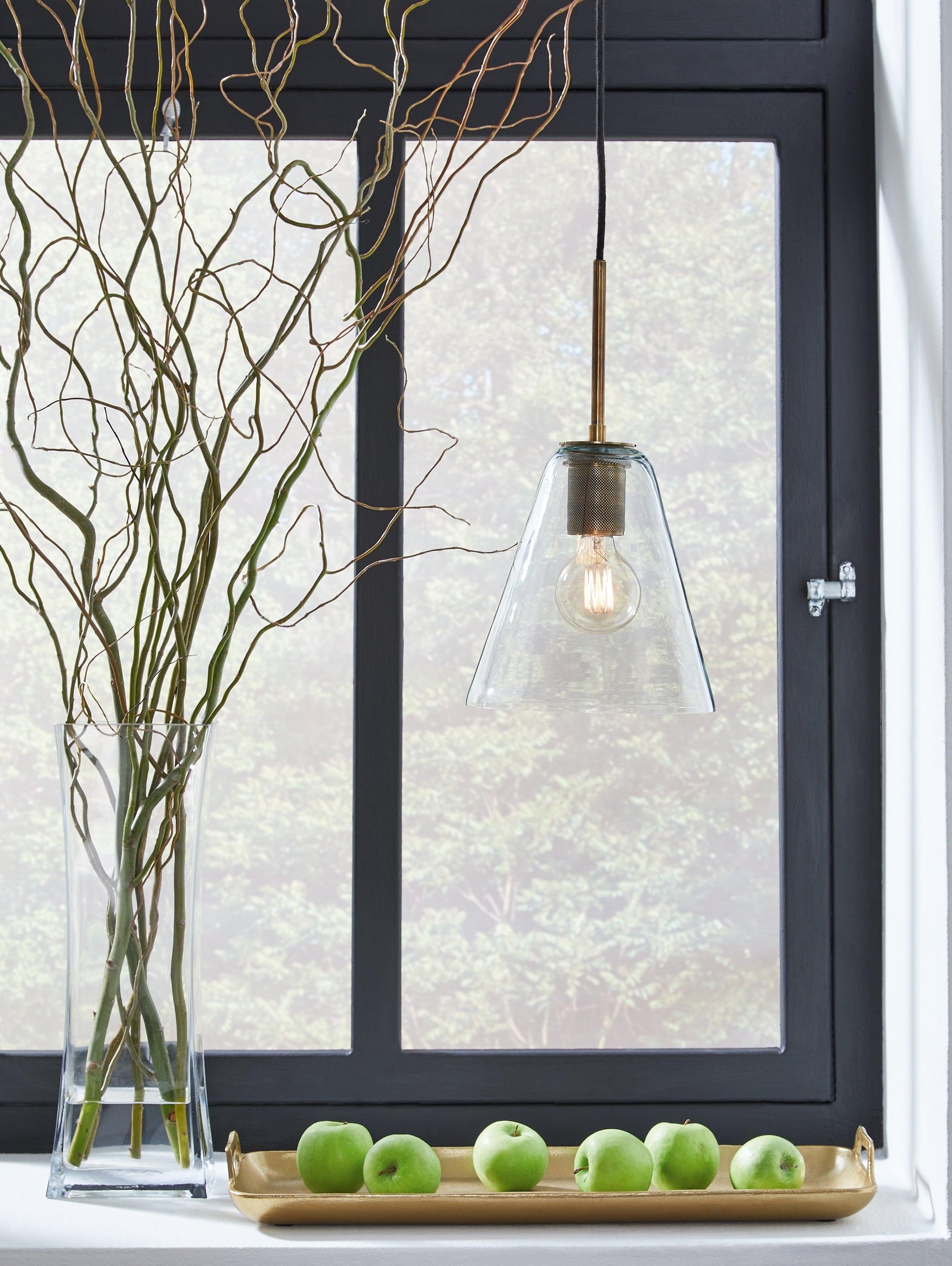 Collbrook Clear/brass Pendant Light - Ella Furniture