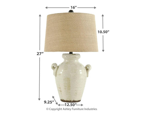 Emelda Cream Table Lamp - Ella Furniture