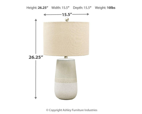 Shavon Beige/white Table Lamp - Ella Furniture