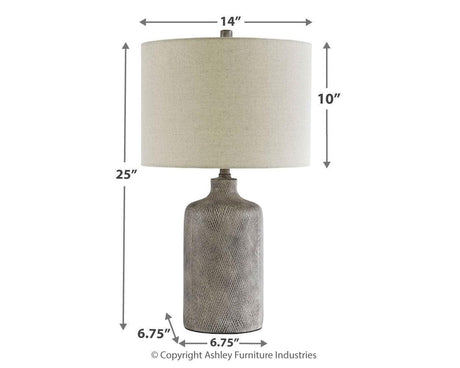 Close-up of antique black ceramic base on Linus Table Lamp