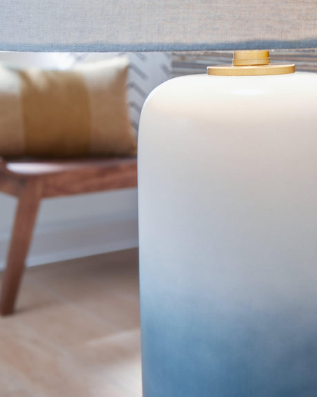 Lemrich White/teal Table Lamp - Ella Furniture
