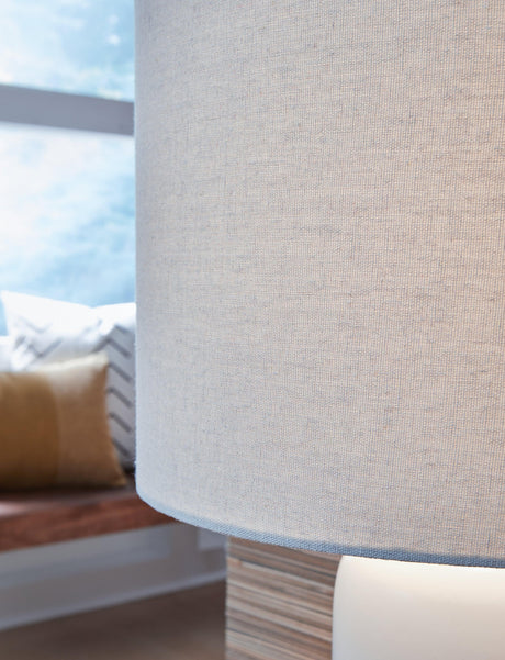 Lemrich White/teal Table Lamp - Ella Furniture