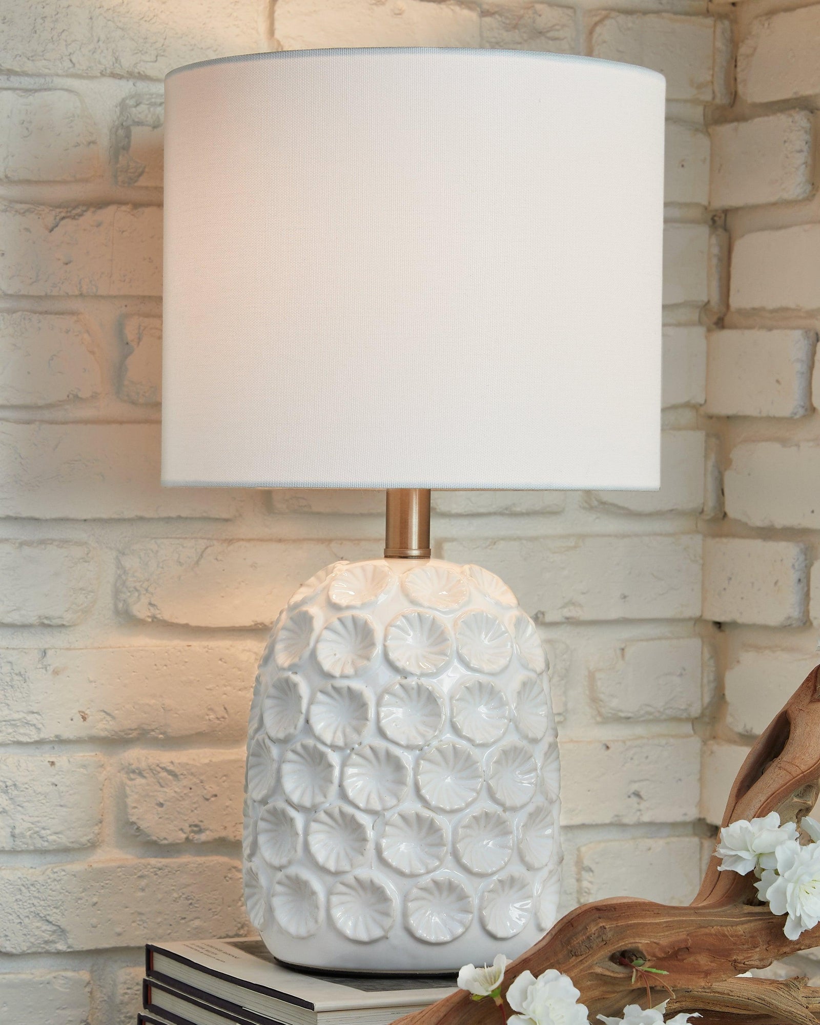 Moorbank White Table Lamp - Ella Furniture