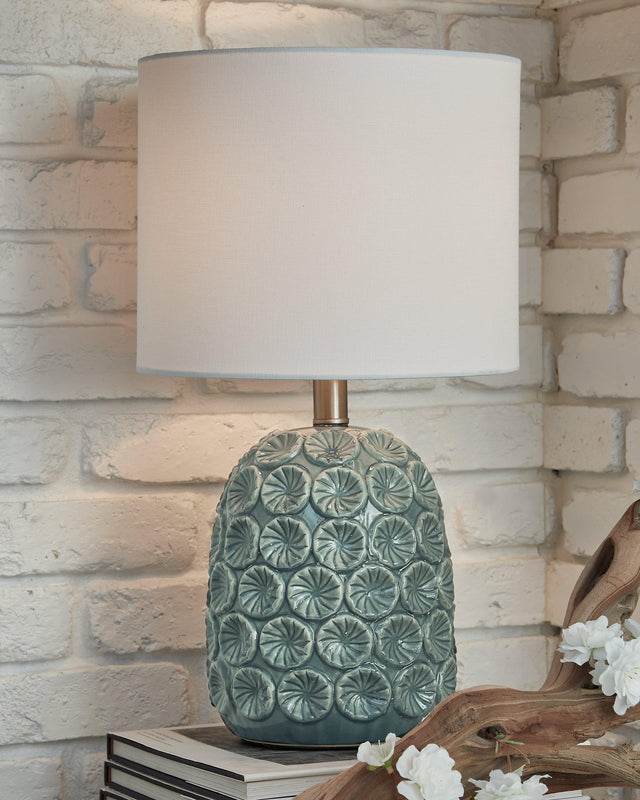 Moorbank Teal Table Lamp - Ella Furniture