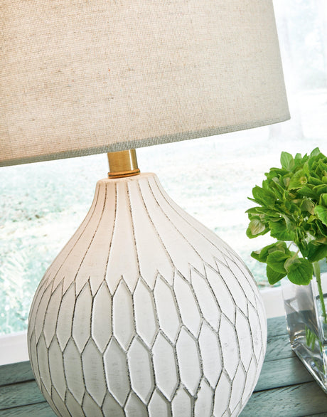 Wardmont White Table Lamp - Ella Furniture
