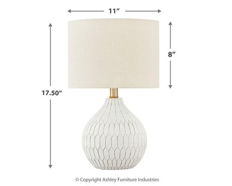 Wardmont White Table Lamp - Ella Furniture