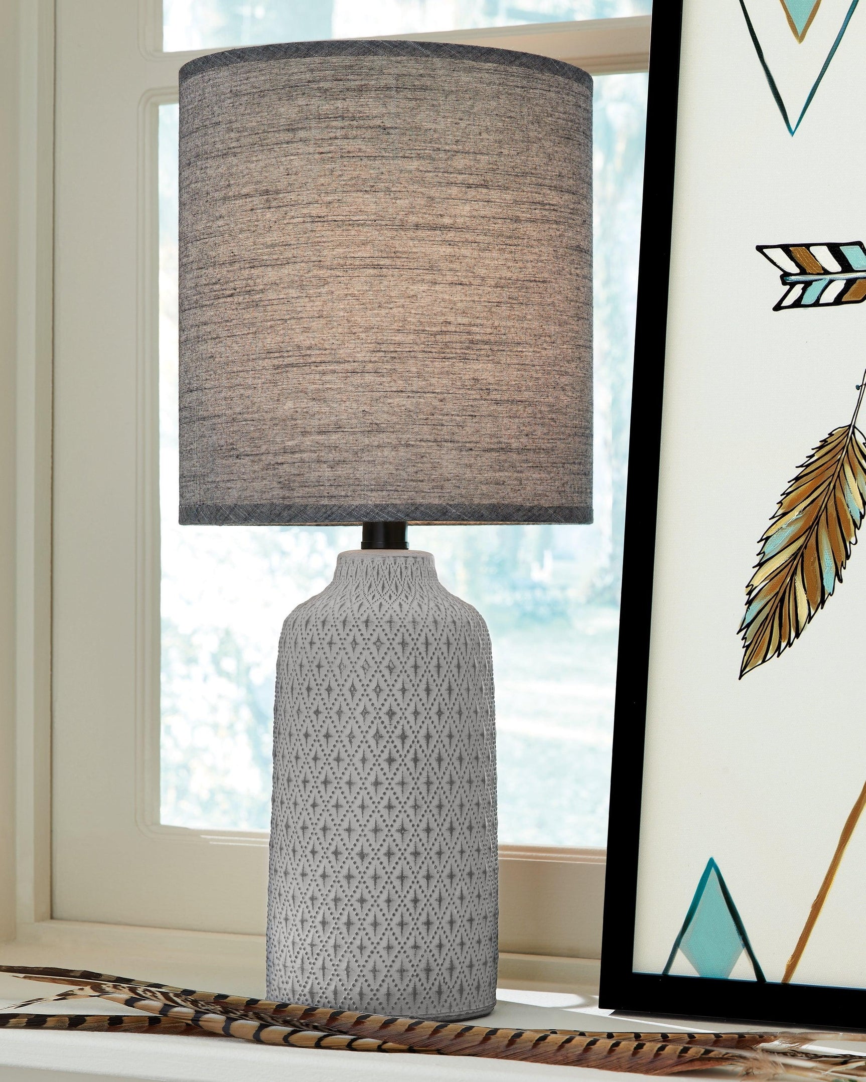 Donnford Charcoal Table Lamp - Ella Furniture