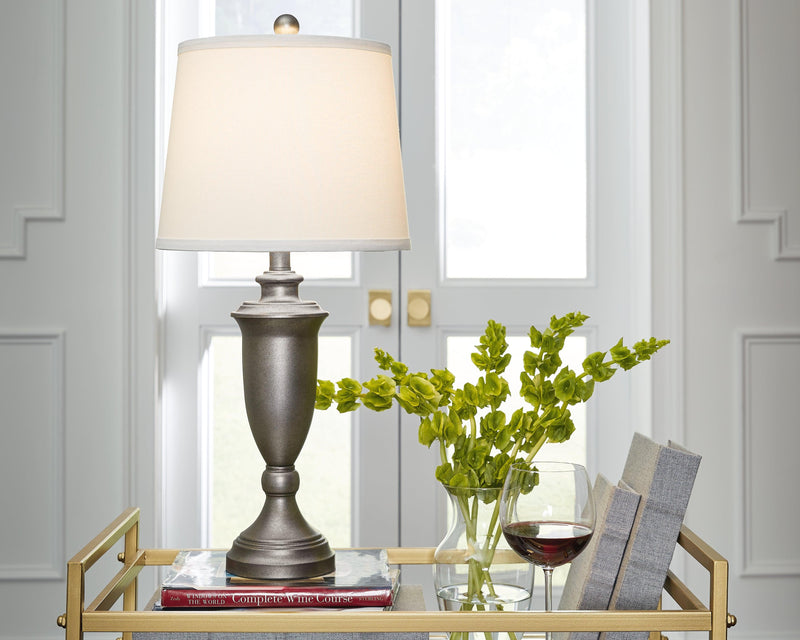 Doraley Antique Silver Finish Table Lamp (Set Of 2) - Ella Furniture