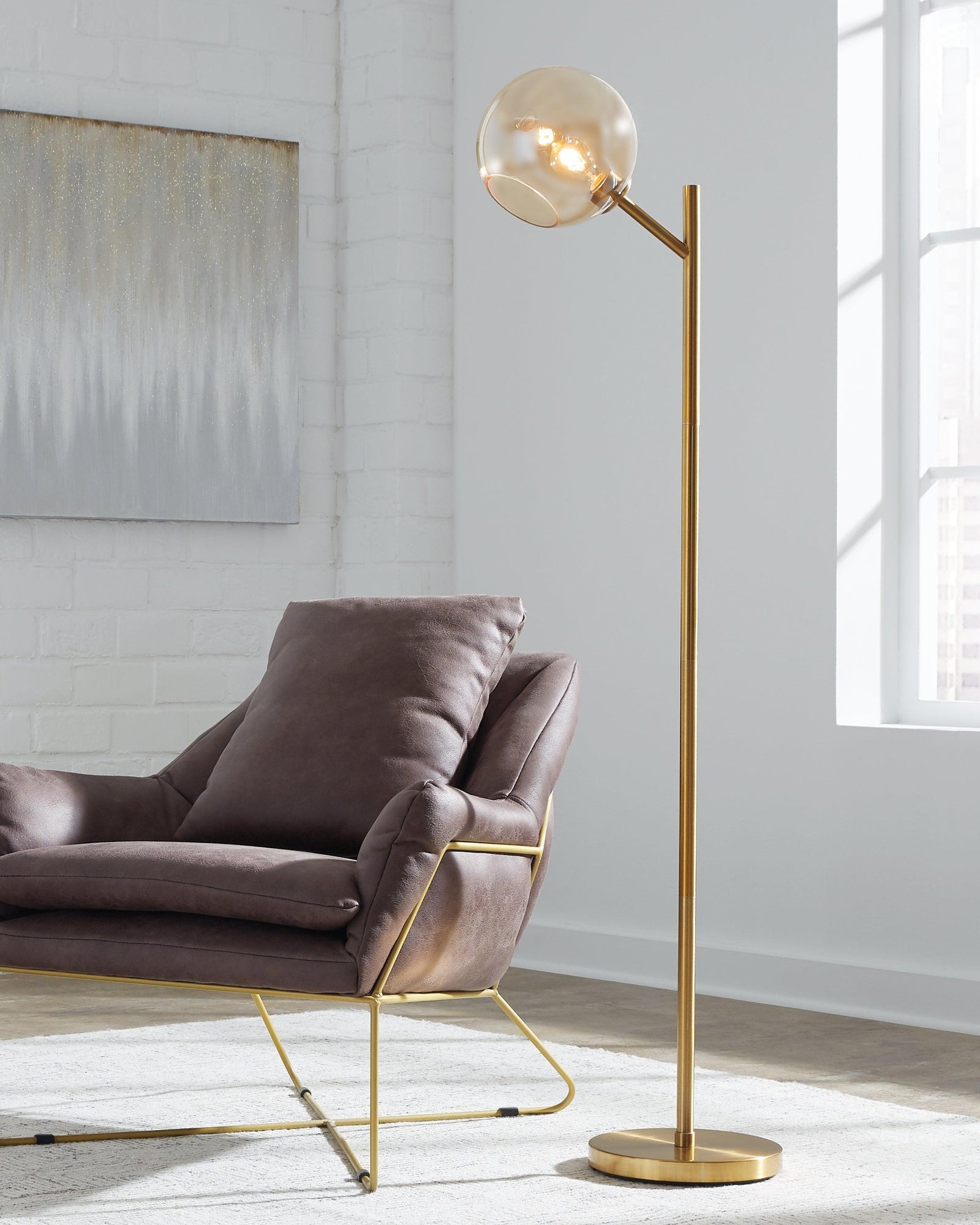 Abanson Amber/gold Finish Floor Lamp - Ella Furniture