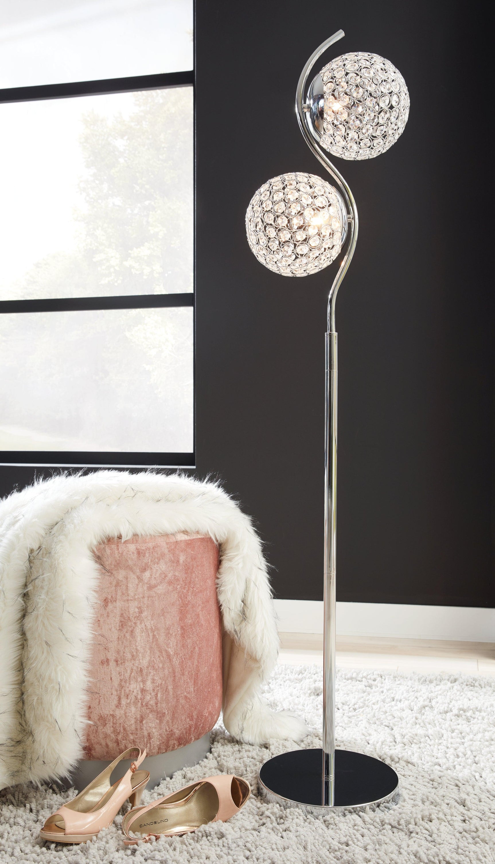 Winter Clear/silver Finish Floor Lamp - Ella Furniture