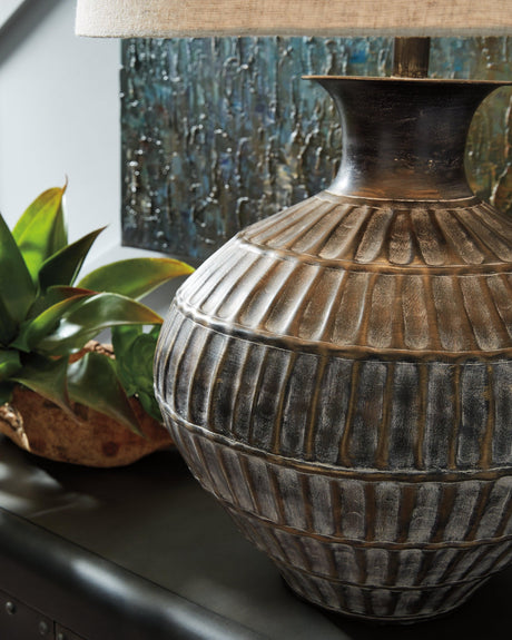 Magan Antique Bronze Finish Table Lamp - Ella Furniture