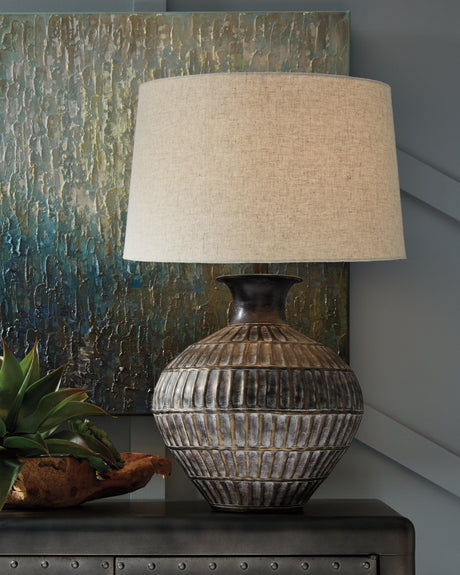 Magan Antique Bronze Finish Table Lamp - Ella Furniture