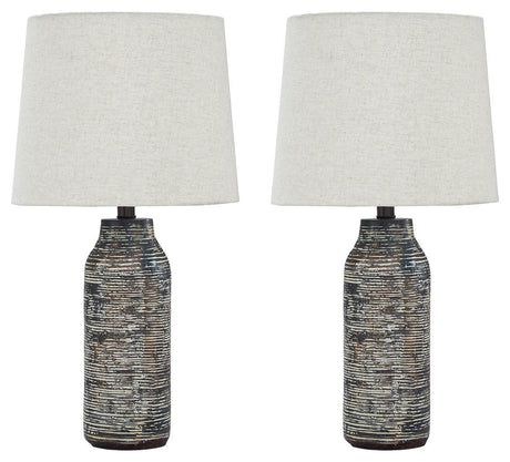 Mahima Black/White Table Lamp (Set Of 2) - Ella Furniture