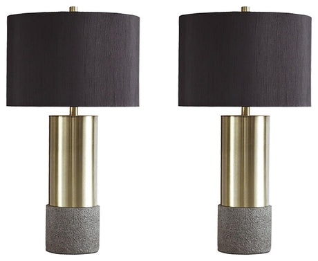 Jacek Gray/brass Finish Table Lamp (Set Of 2) - Ella Furniture
