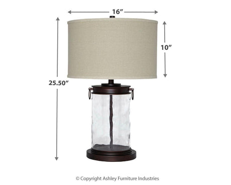 Tailynn table lamp dimensions and lighting detail