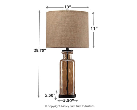 Dimension diagram of Laurentia champagne table lamp