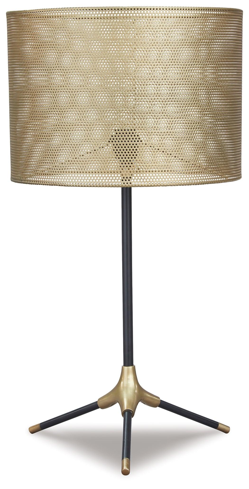 Mance Gray/brass Finish Table Lamp - Ella Furniture