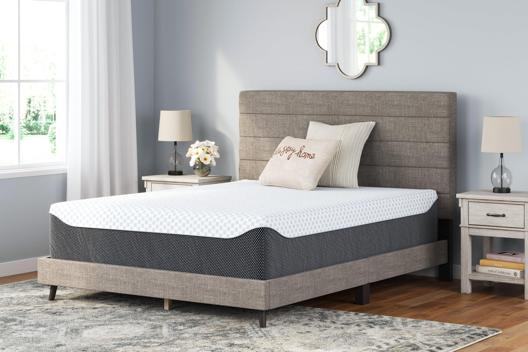 14 Inch Chime Elite White/blue Queen Memory Foam Mattress In A Box - Ella Furniture