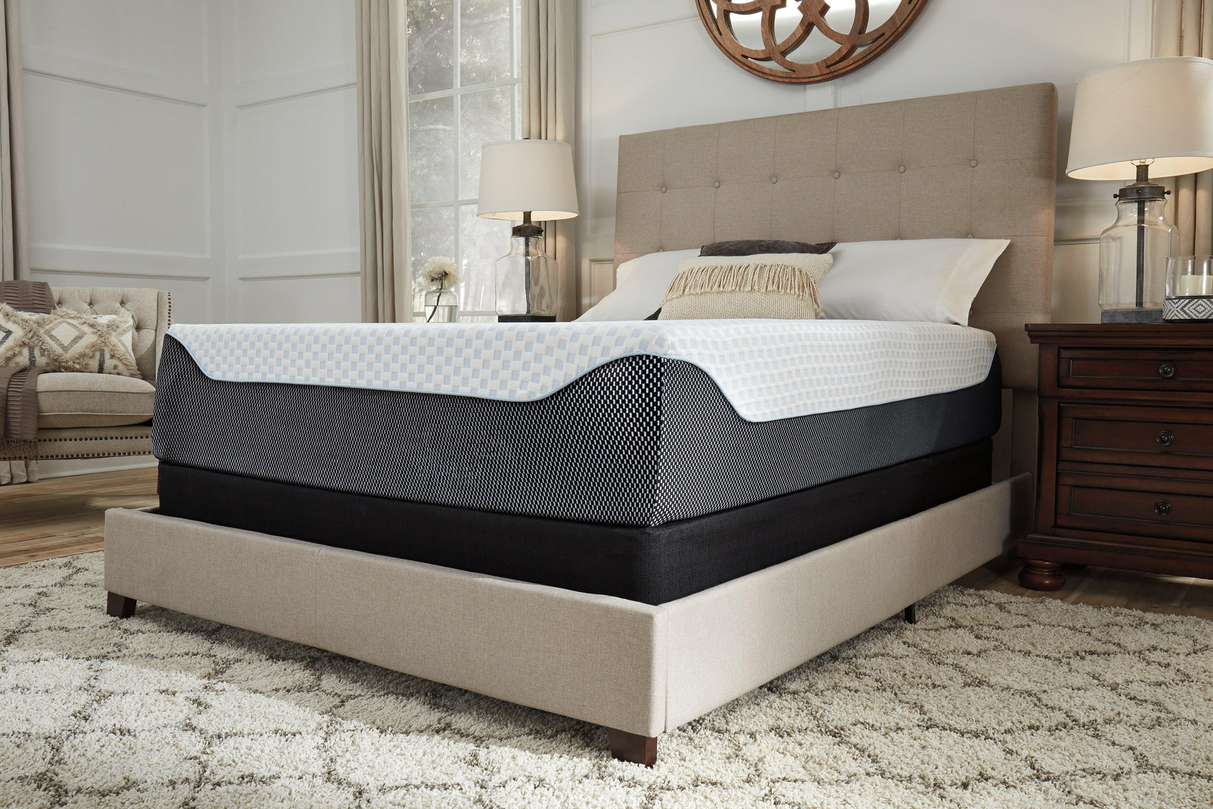 14 Inch Chime Elite White/blue King Memory Foam Mattress In A Box - Ella Furniture