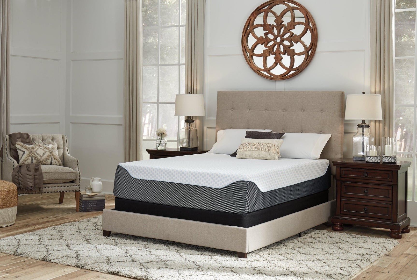 14 Inch Chime Elite White/blue Queen Memory Foam Mattress In A Box - Ella Furniture