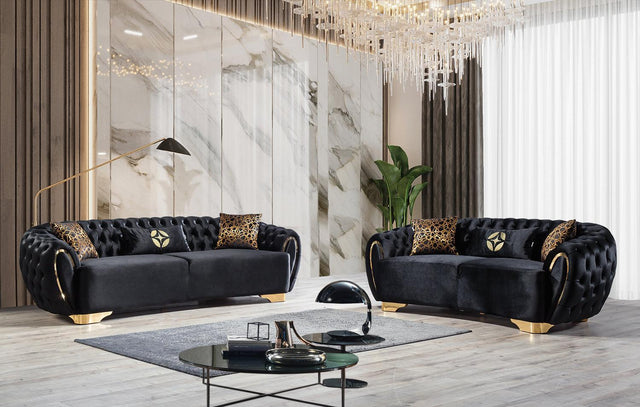 Chloe Black Velvet Sofa & Loveseat - Ella Furniture