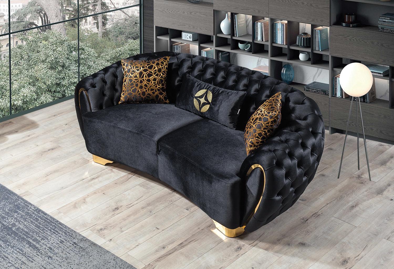 Chloe Black Velvet Sofa & Loveseat - Ella Furniture