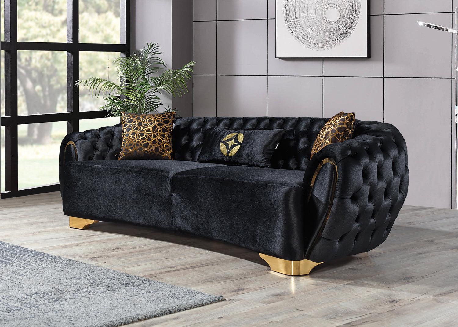 Chloe Black Velvet Sofa & Loveseat - Ella Furniture
