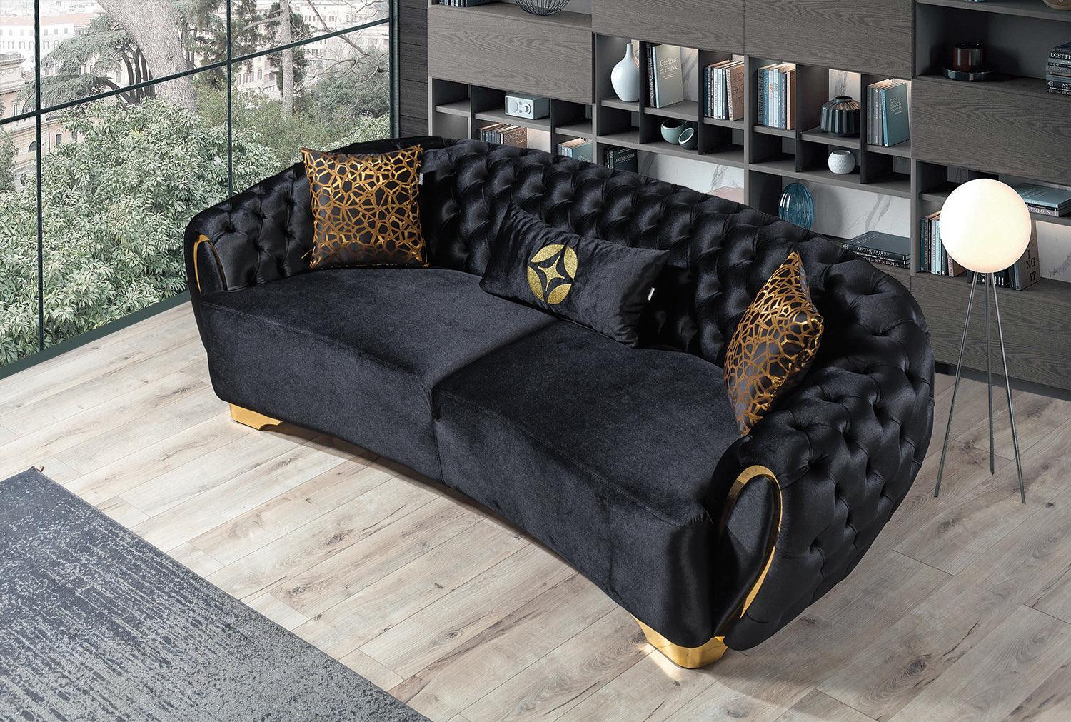 Chloe Black Velvet Sofa & Loveseat - Ella Furniture