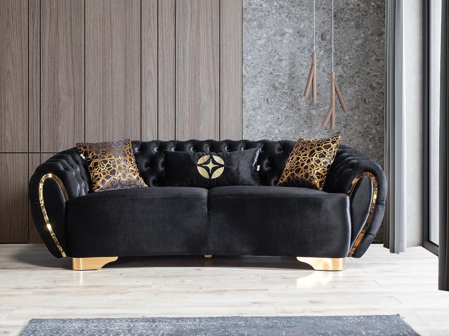 Chloe Black Velvet Sofa & Loveseat - Ella Furniture
