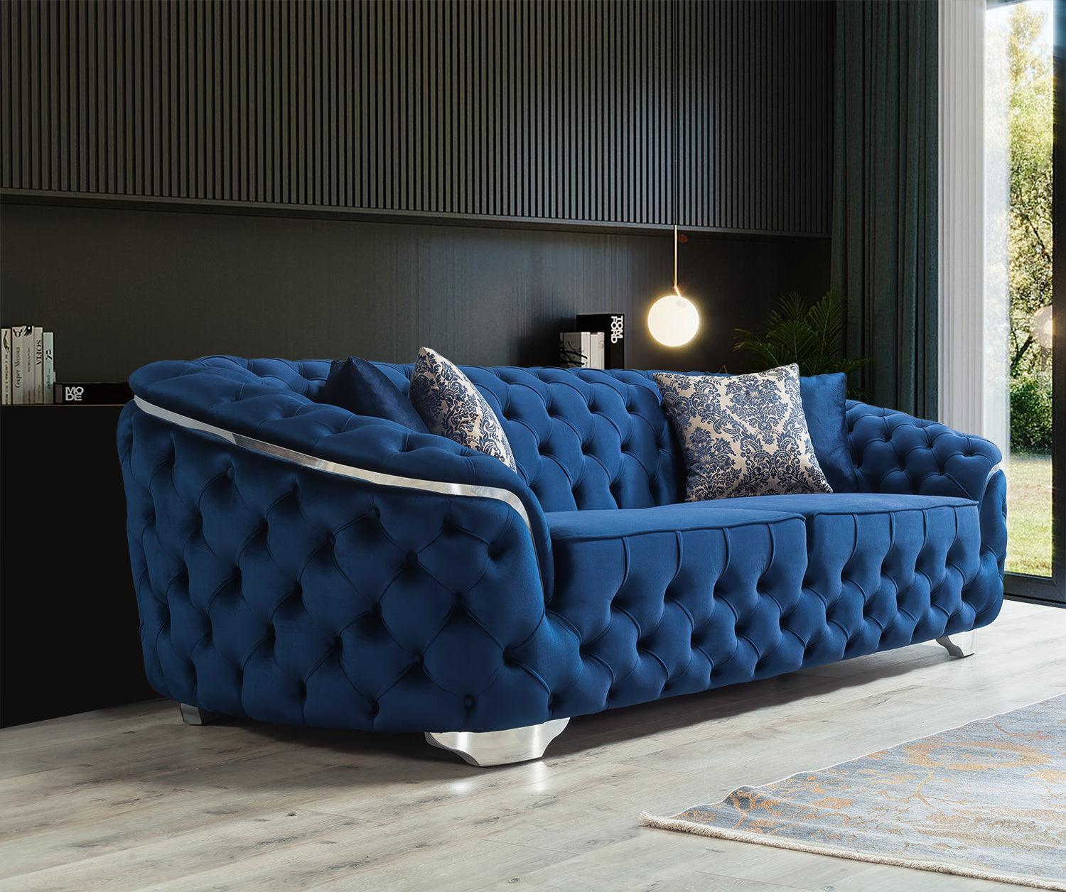 Scarlett Blue Velvet Sofa & Loveseat - Ella Furniture