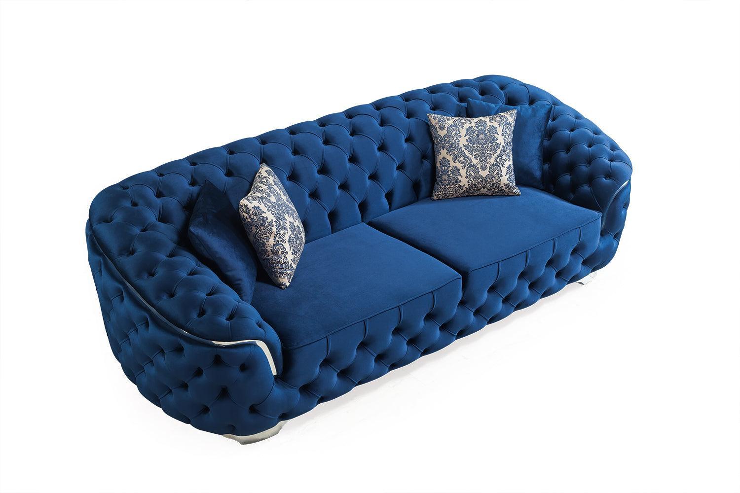 Scarlett Blue Velvet Sofa & Loveseat - Ella Furniture