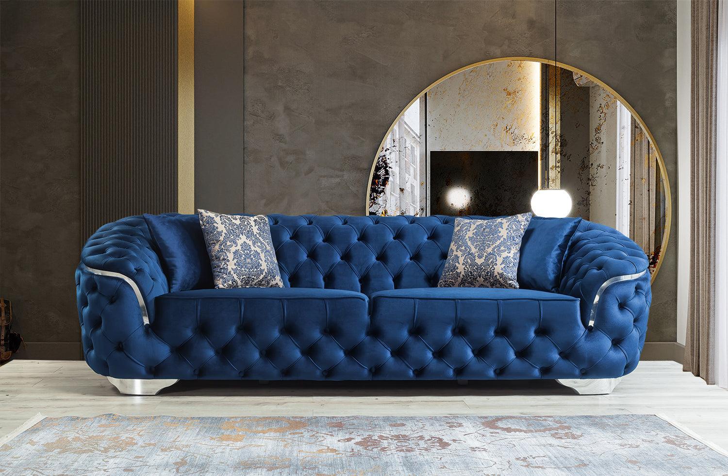 Scarlett Blue Velvet Sofa & Loveseat - Ella Furniture