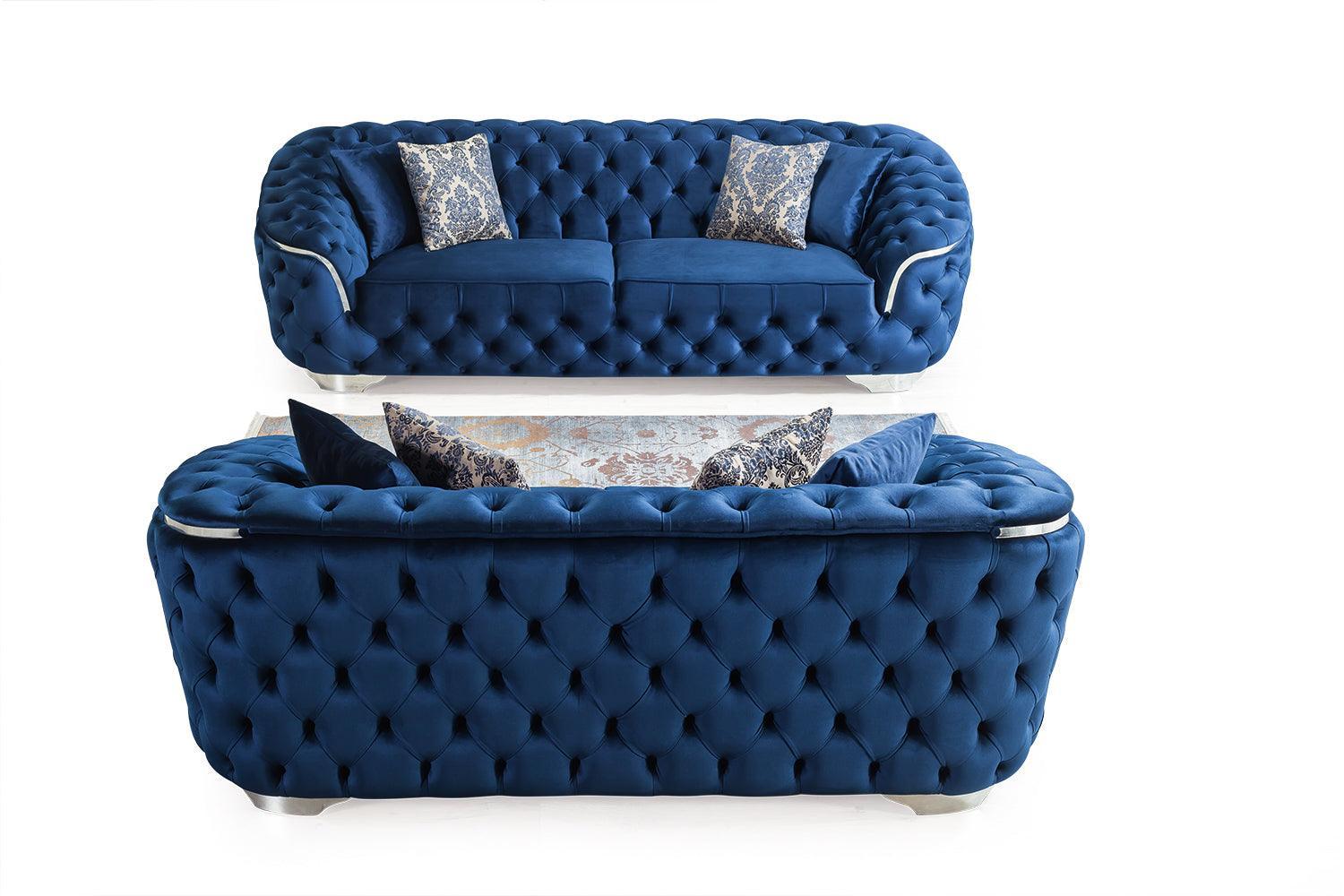 Scarlett Blue Velvet Sofa & Loveseat - Ella Furniture