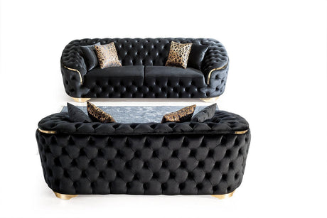 Scarlett Black Velvet Sofa & Loveseat - Ella Furniture