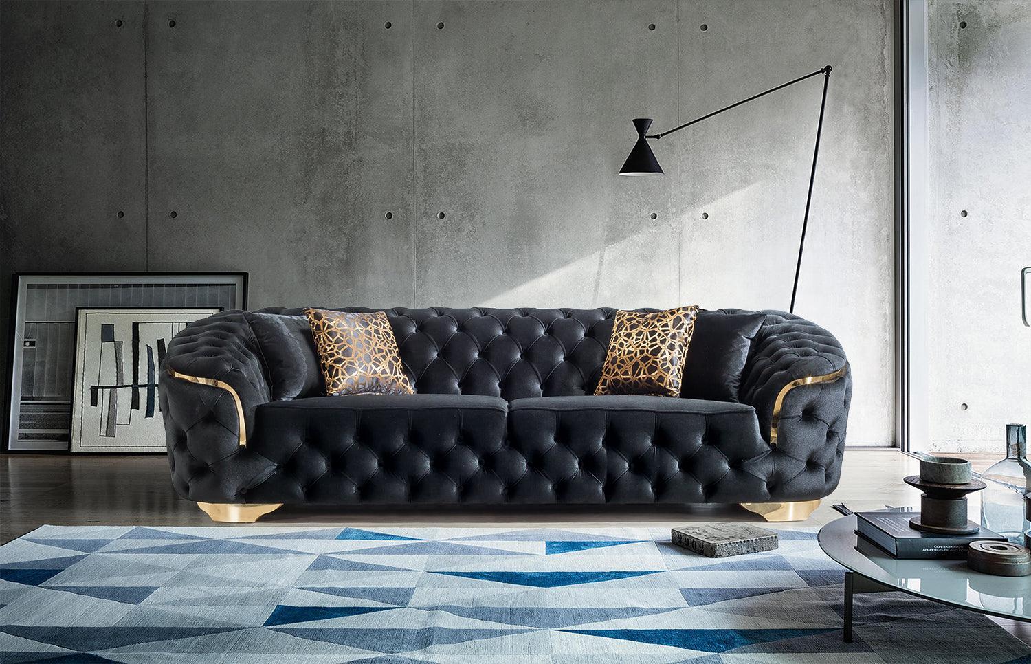 Scarlett Black Velvet Sofa & Loveseat - Ella Furniture