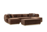 Harper Mocha Velvet Rectangle Ottoman - Ella Furniture