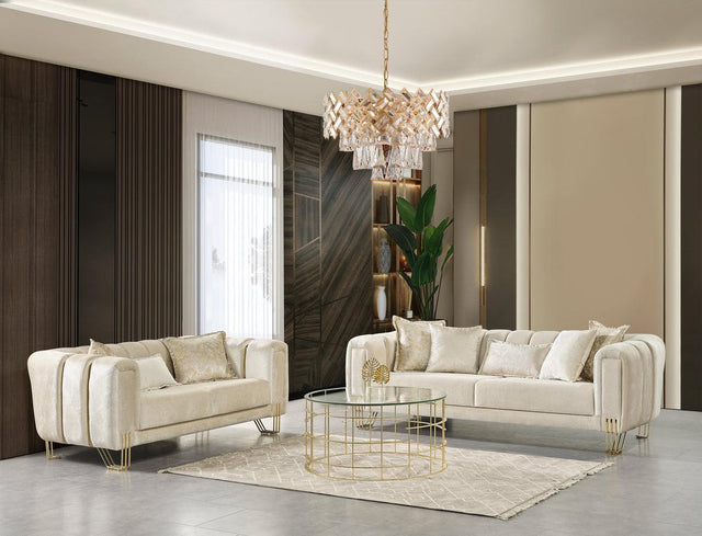 Ella Ivory Velvet Sofa & Loveseat - Ella Furniture