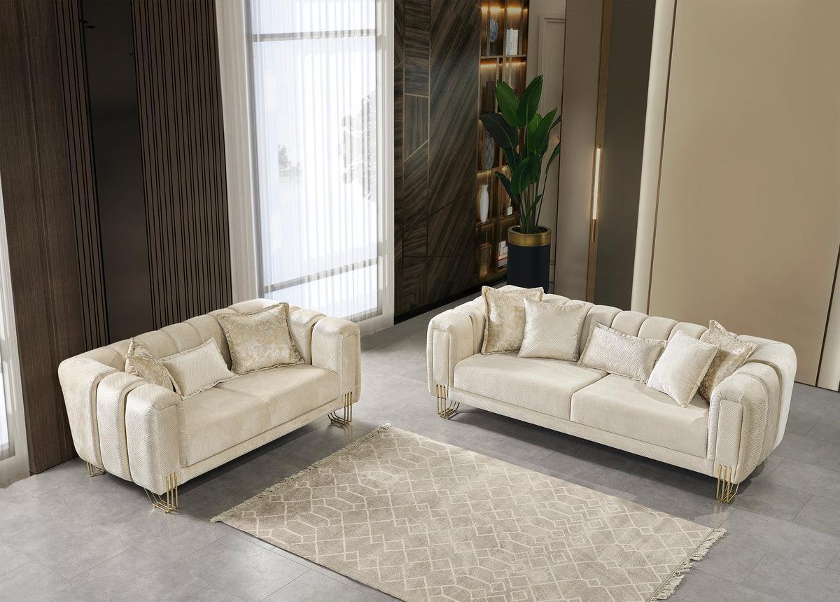 Ella Ivory Velvet Sofa & Loveseat - Ella Furniture