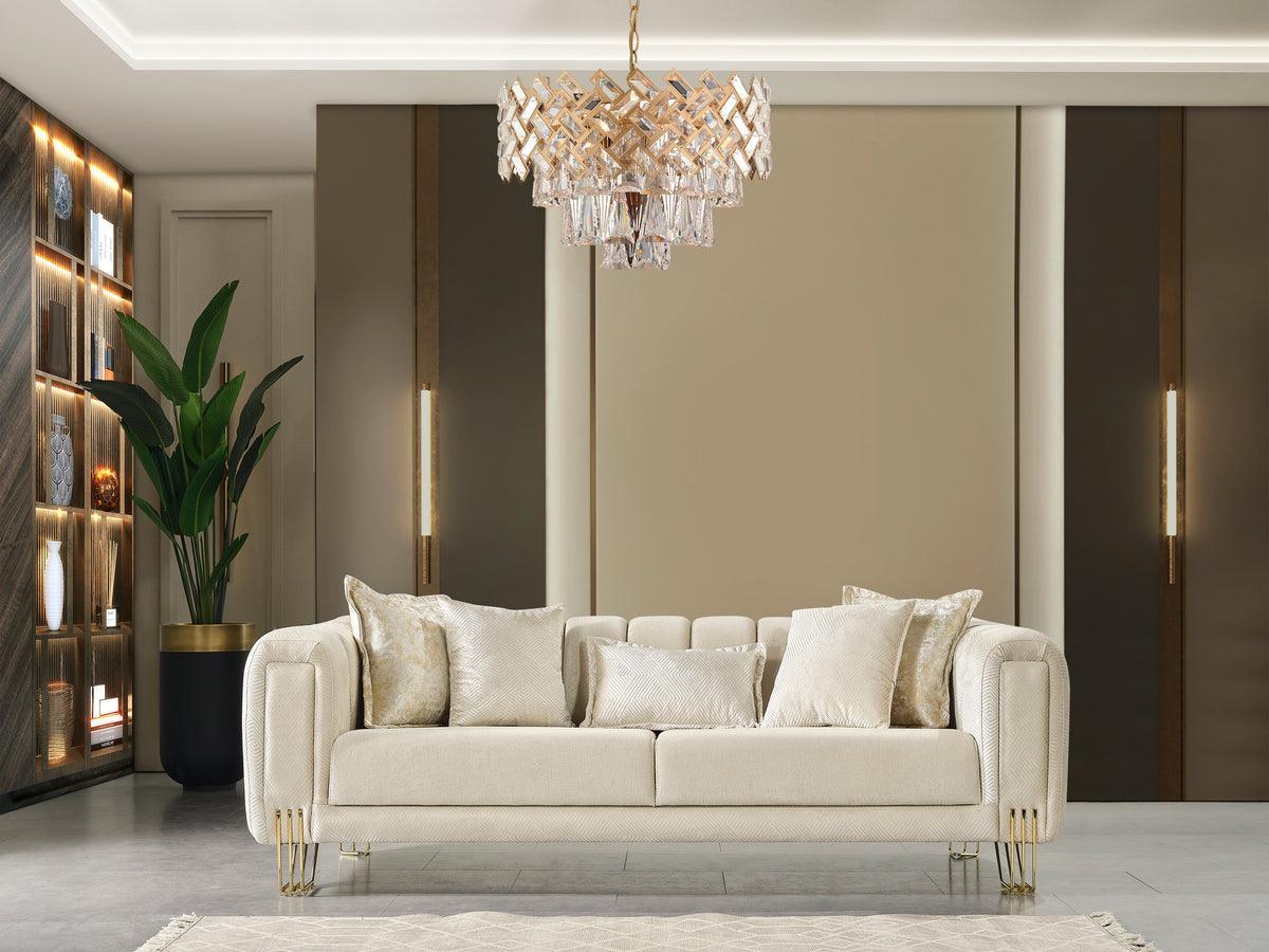 Ella Ivory Velvet Sofa & Loveseat - Ella Furniture