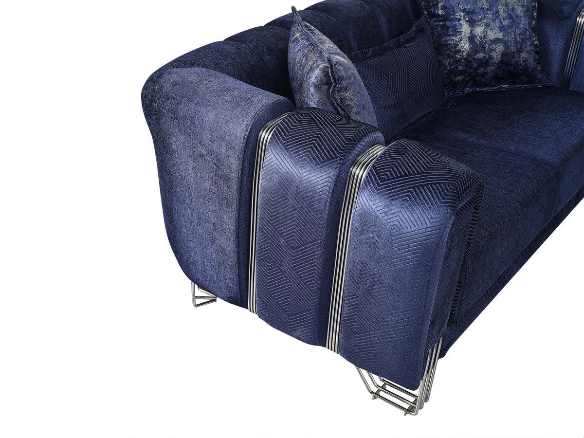 Ella Navy Velvet Sofa & Loveseat - Ella Furniture