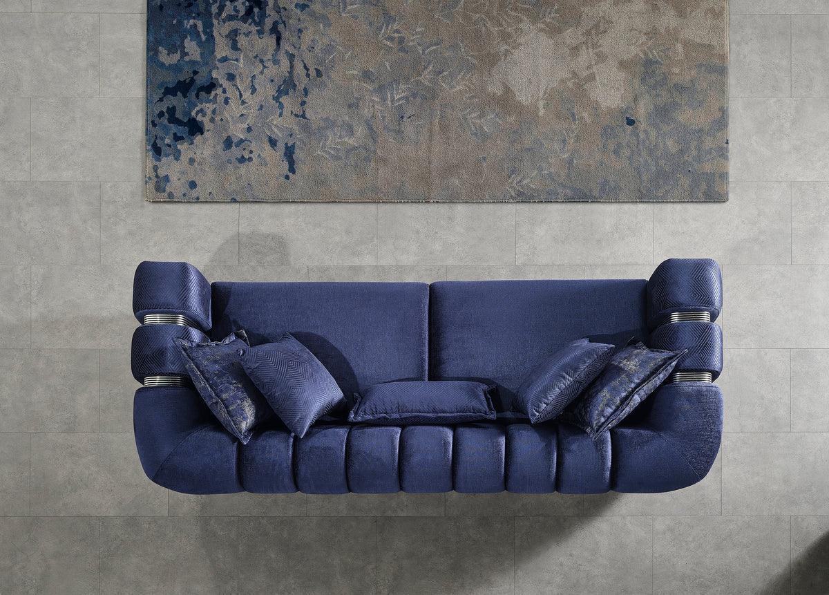 Ella Navy Velvet Sofa & Loveseat - Ella Furniture