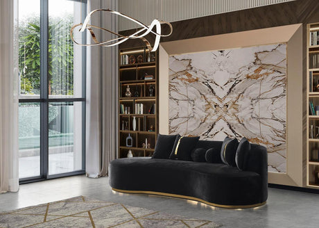 Sophia Black Velvet Chaise Lounge - Ella Furniture