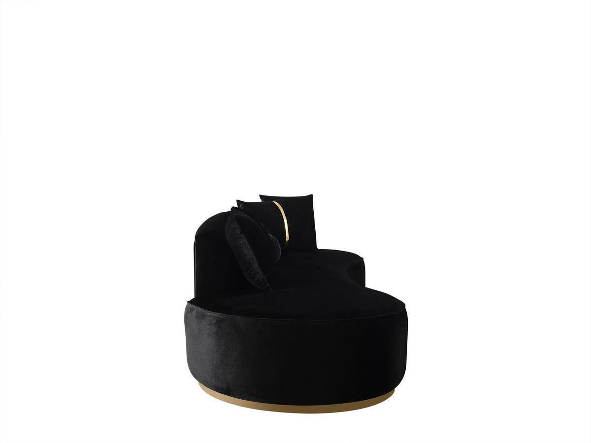 Sophia Black Velvet Chaise Lounge - Ella Furniture