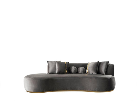 Sophia Gray Velvet Chaise Lounge - Ella Furniture