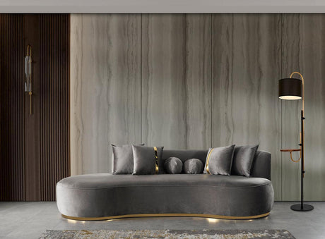 Sophia Gray Velvet Chaise Lounge - Ella Furniture
