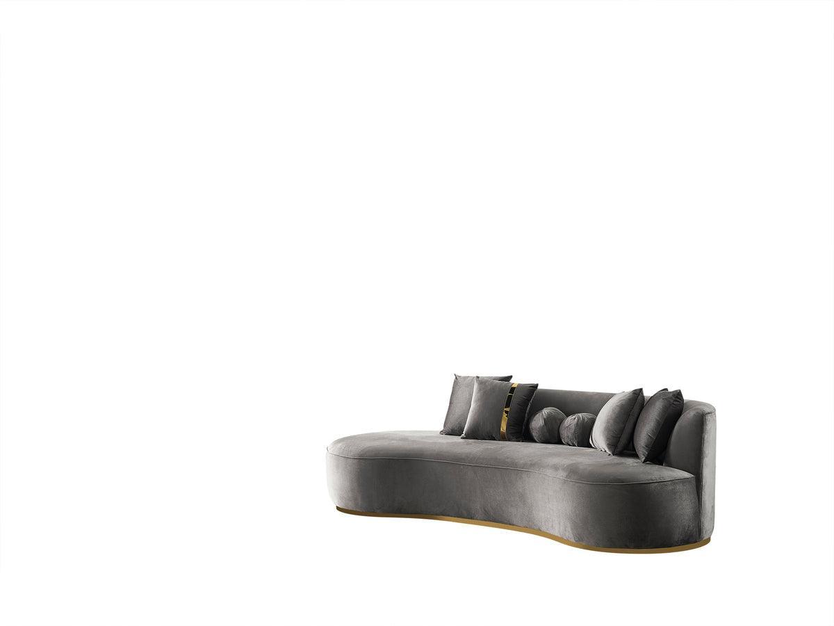 Sophia Gray Velvet Chaise Lounge - Ella Furniture