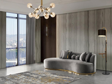 Sophia Gray Velvet Chaise Lounge - Ella Furniture