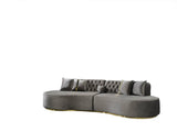 Sophia Gray Velvet Curved Sectional - Ella Furniture