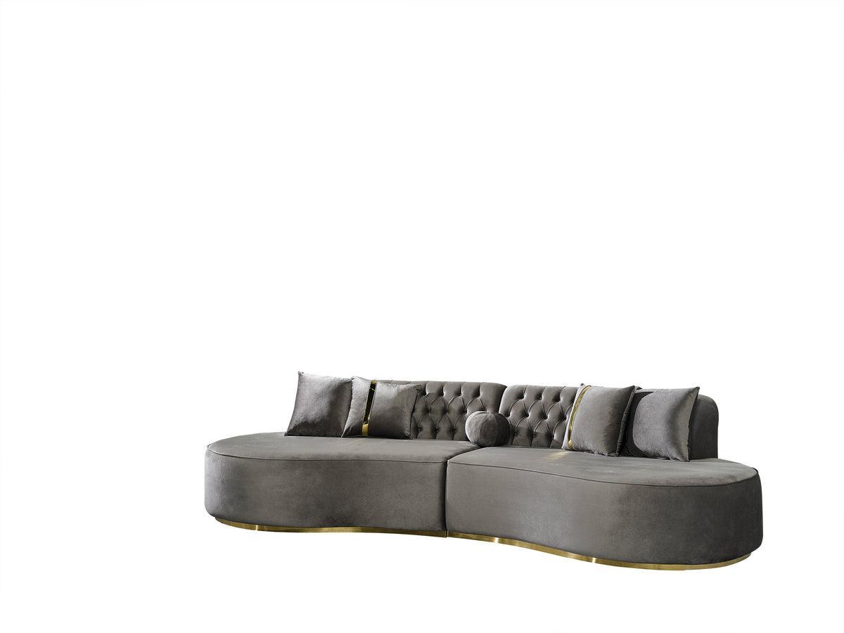 Sophia Gray Velvet Curved Sectional - Ella Furniture